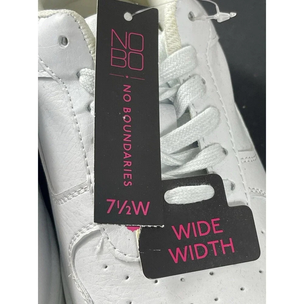 No Boundaries White Platform Sneakers Womens 7.5W Wide Lace Up